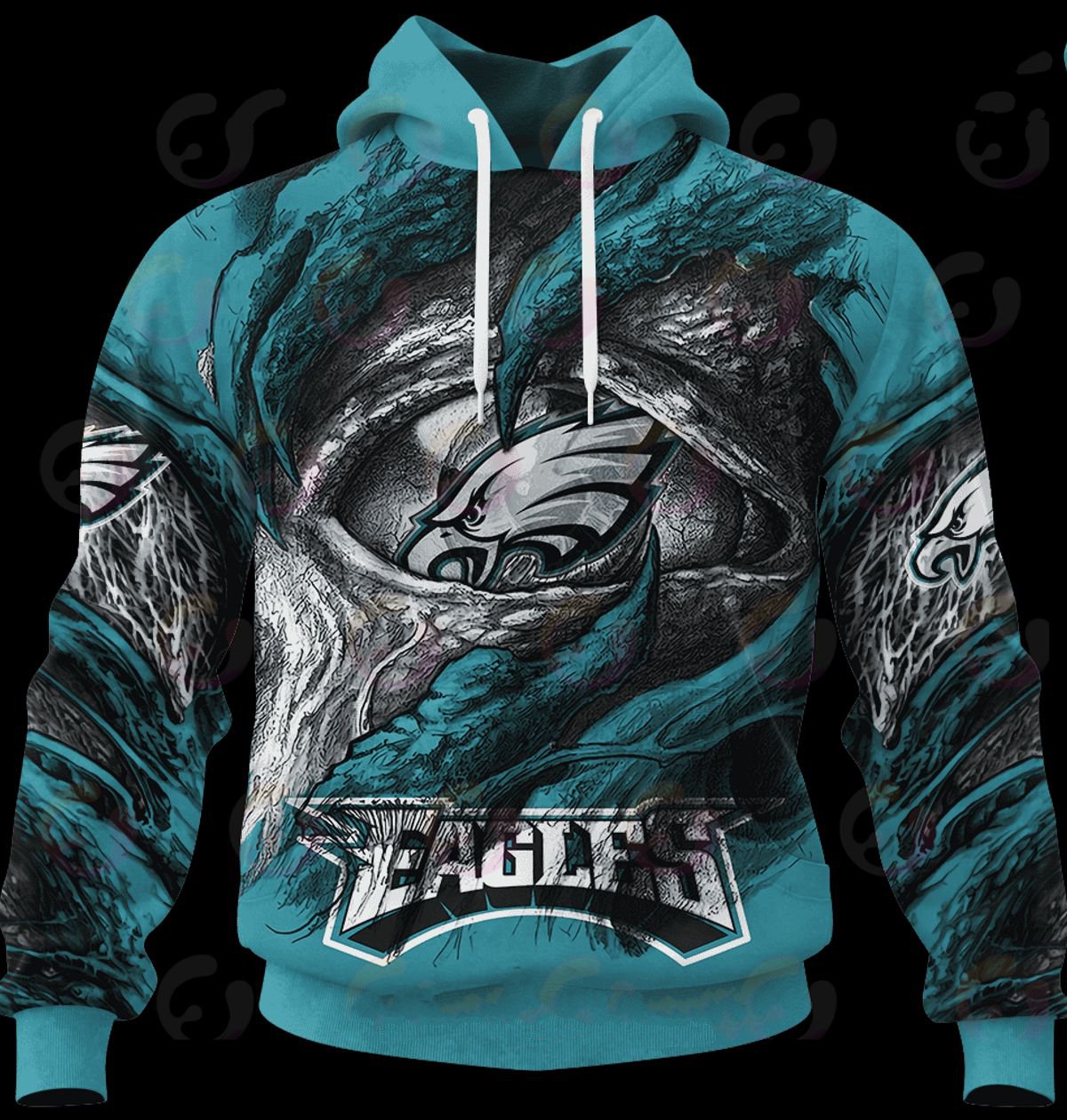PHILADELPHIA EAGLES 3D HOODIE COMMANDERS DEMON EYES