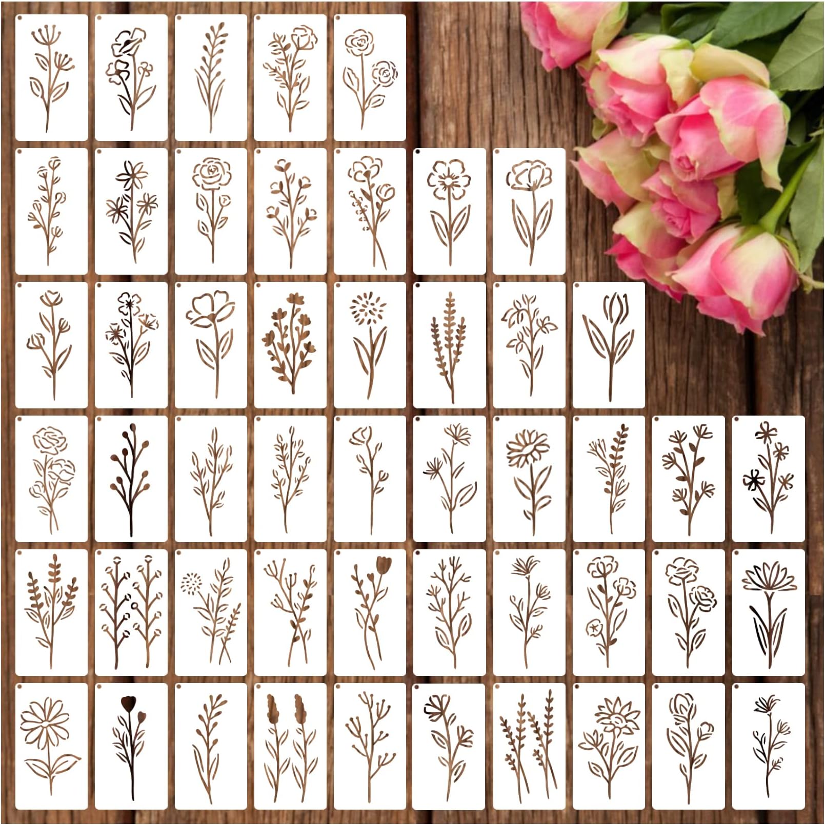 💐🌸 Reusable Botanical Flower Stencils 🏠
