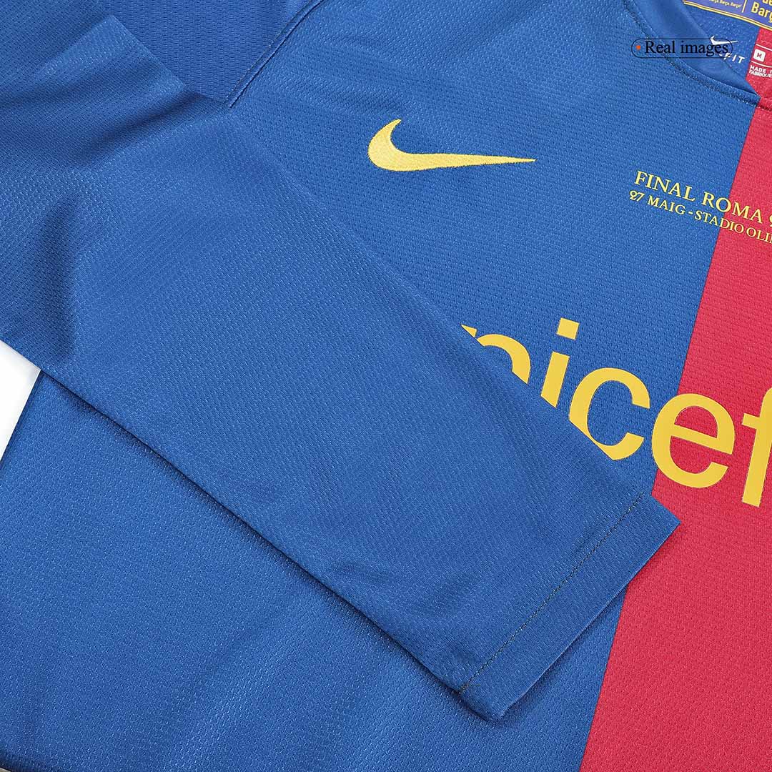 Barcelona Retro Home Long Sleeve Football Shirt 2008/09 - UCL