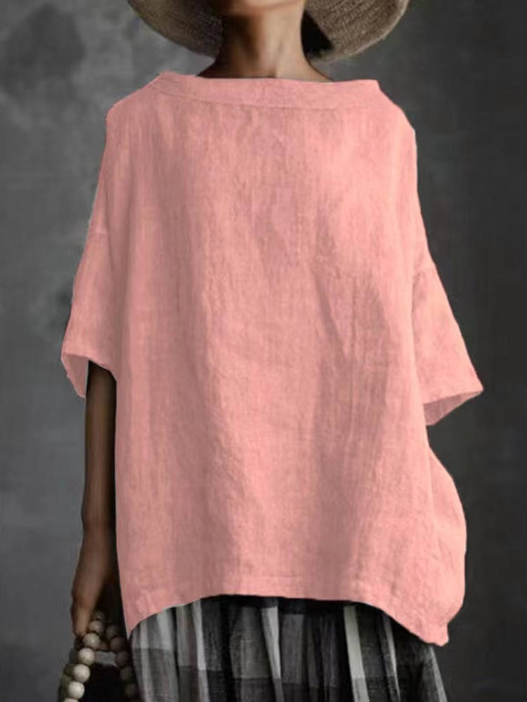 Vintage Boat Neck Oversize Solid Tunic
