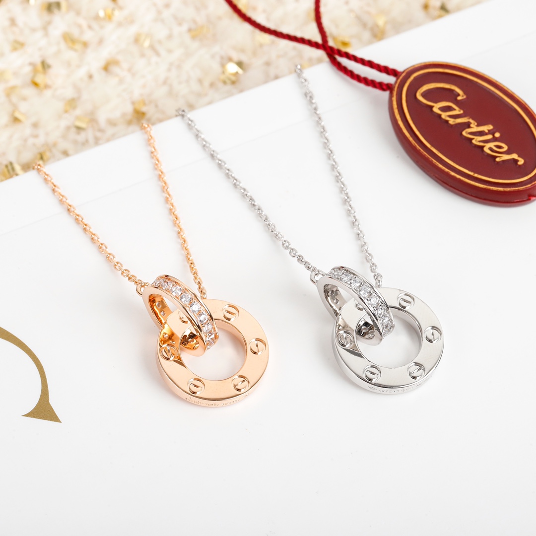 Cartier double ring diamond necklace