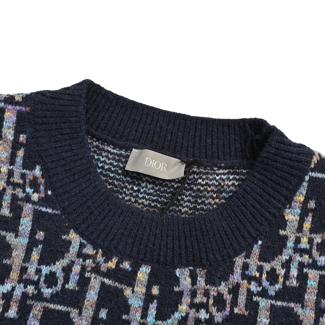 Dior 24Fw all-over monogram jacquard crew neck sweater