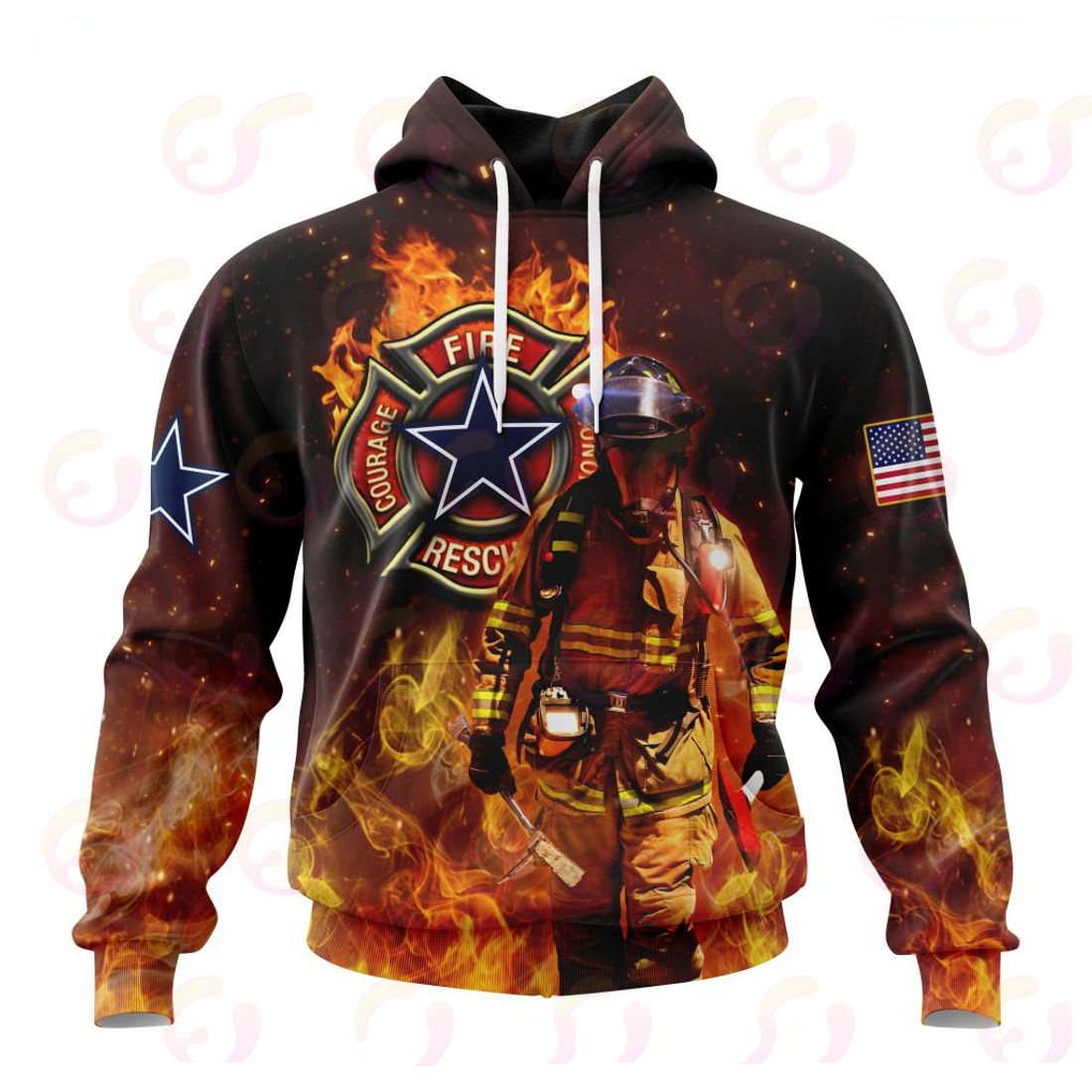 DALLAS COWBOYS HONOR FIREFIGHTERS – FIRST RESPONDERS 3D HOODIE