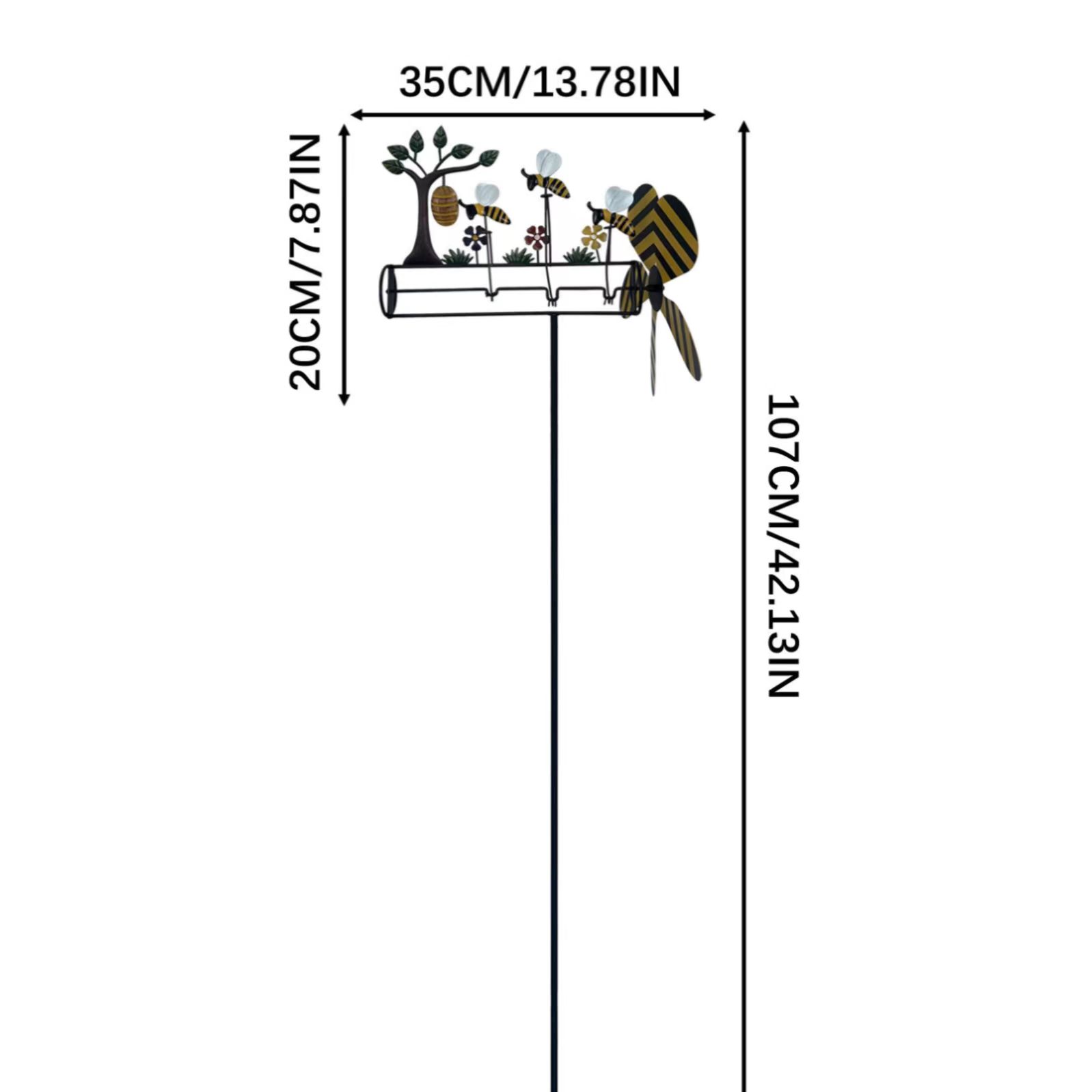 Wrought Iron Windmill Turning Small Bee Garden Stake