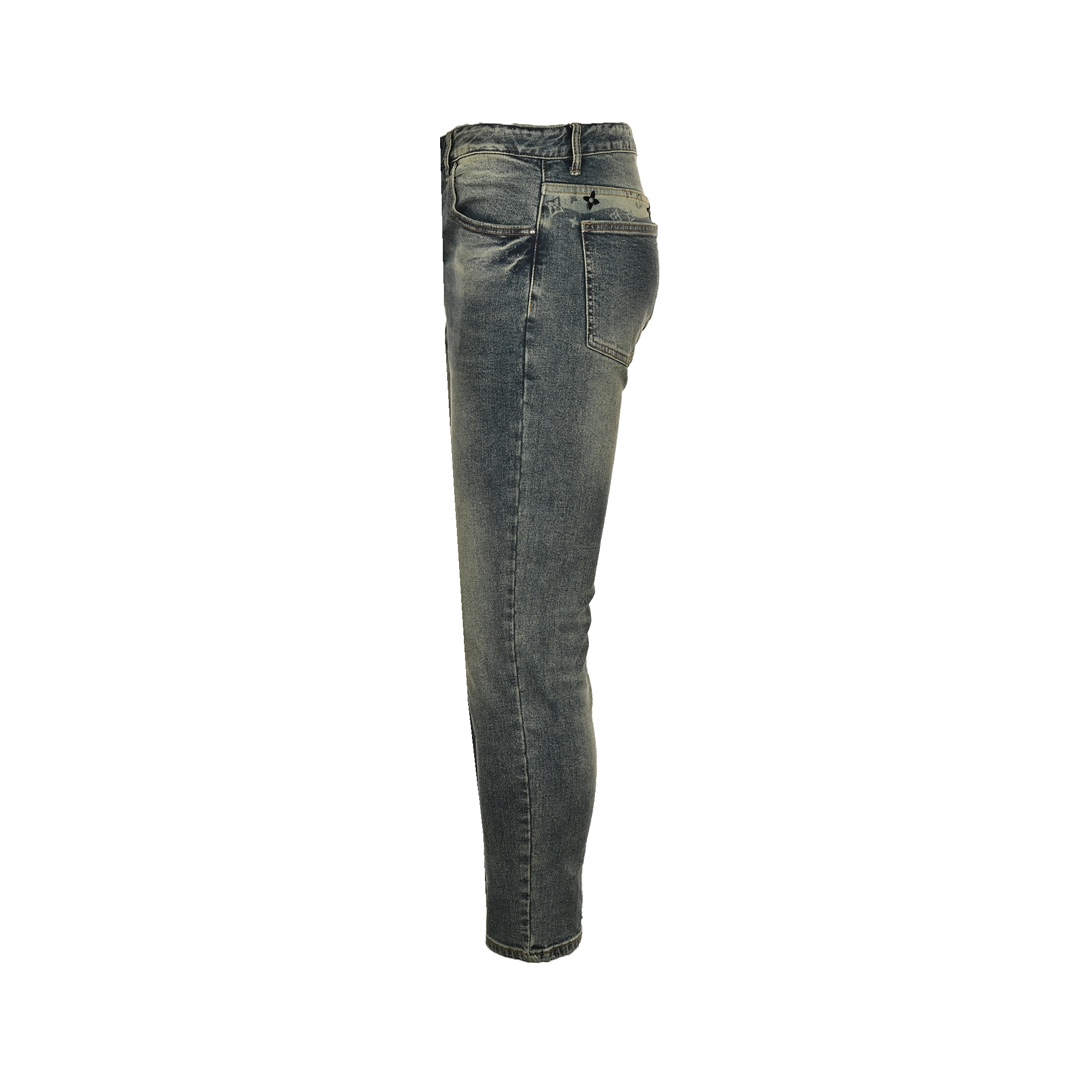 Louis Vuitton 24Fw Back Pocket Ink Splash Lettering Jeans