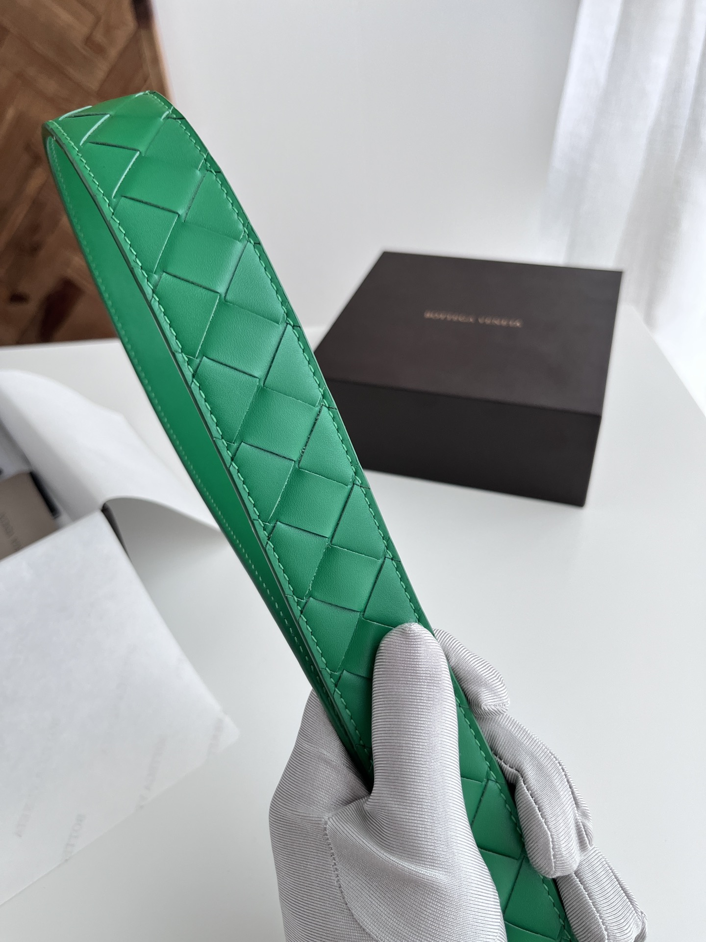 Bottega Veneta intreccio woven cowhide double-sided belt 3.5cm wide