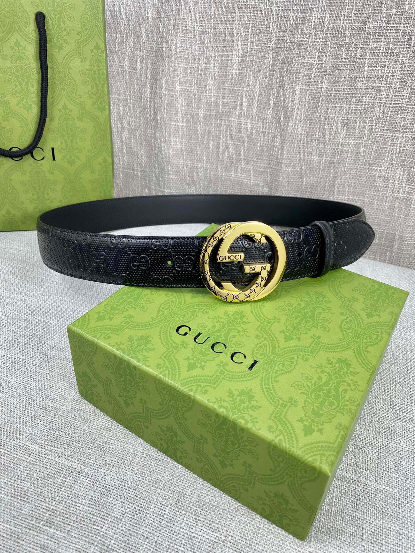 Gucci Signature printed leather belt width 4.0CM