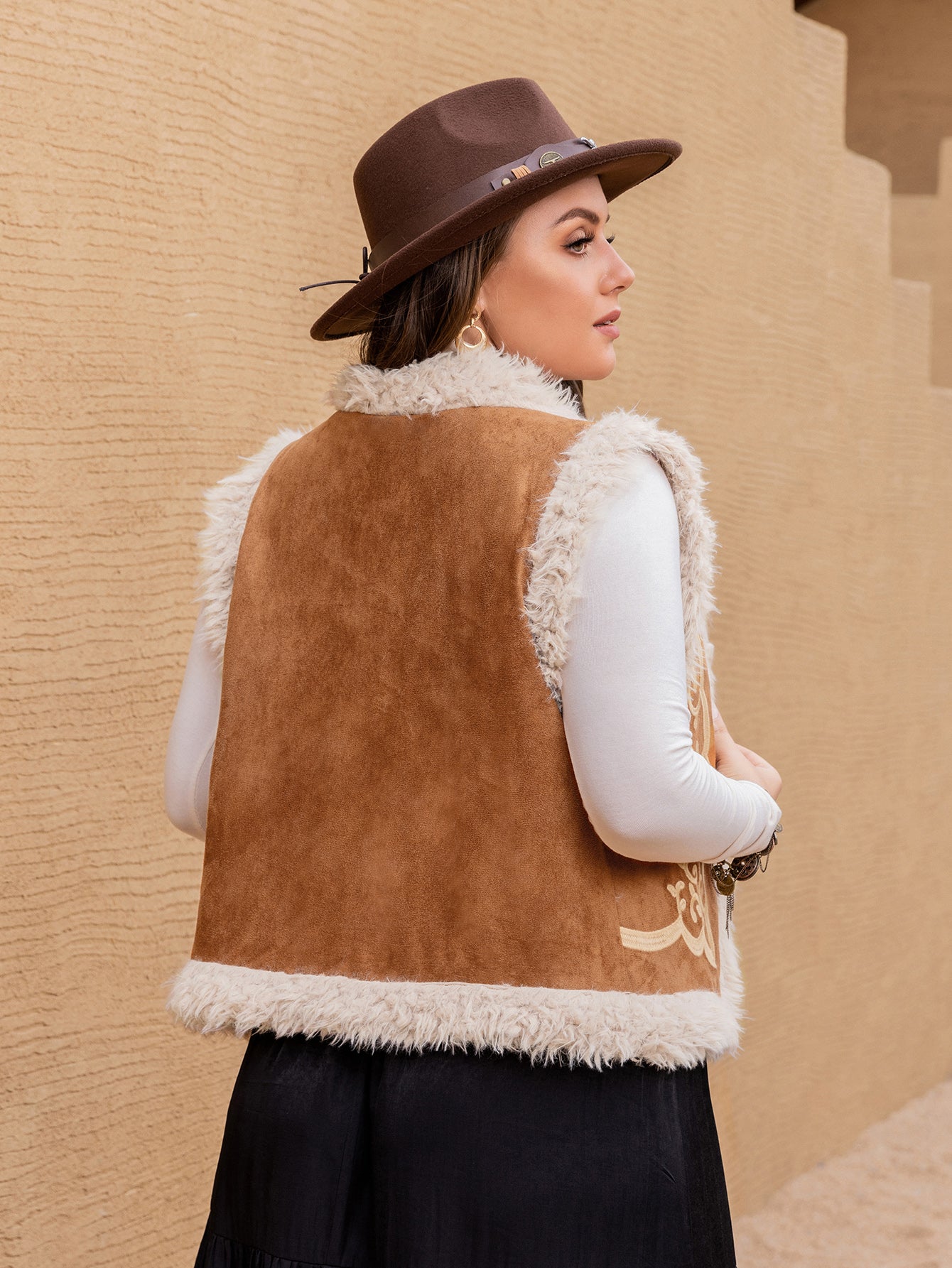 Plus Size Women Clothing Autumn Winter Velvet Fur Collar Jacket