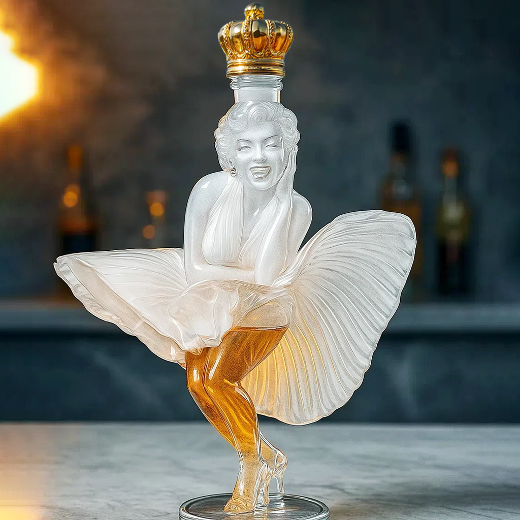 💋 Marilyn Monroe Whiskey Bottle — A Timeless Icon in Crystal and Gold