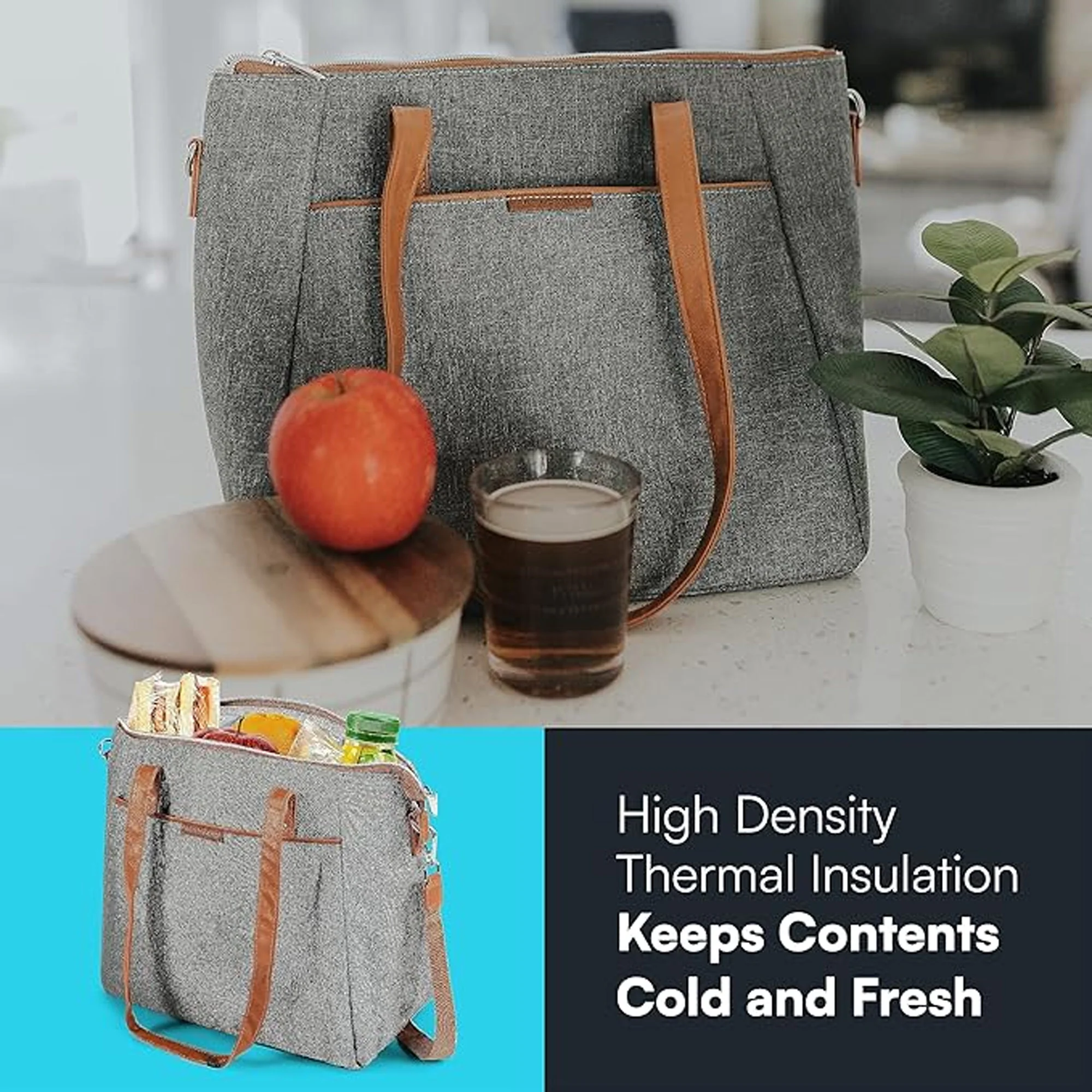 Arctic Zone Insulated Lunch Box Cooler Tote Bag for Women, 17.5x1.5x11.25 Inches