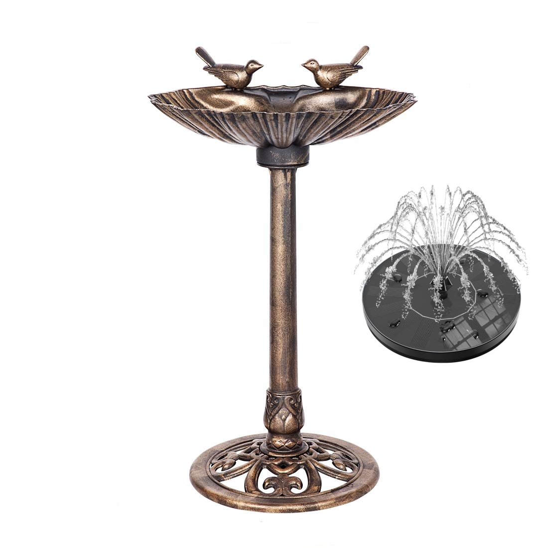 🔥FREE SHIPPING - 28 Inch Polyresin Lightweight Outdoor Double Birds Garden Bird Bath
