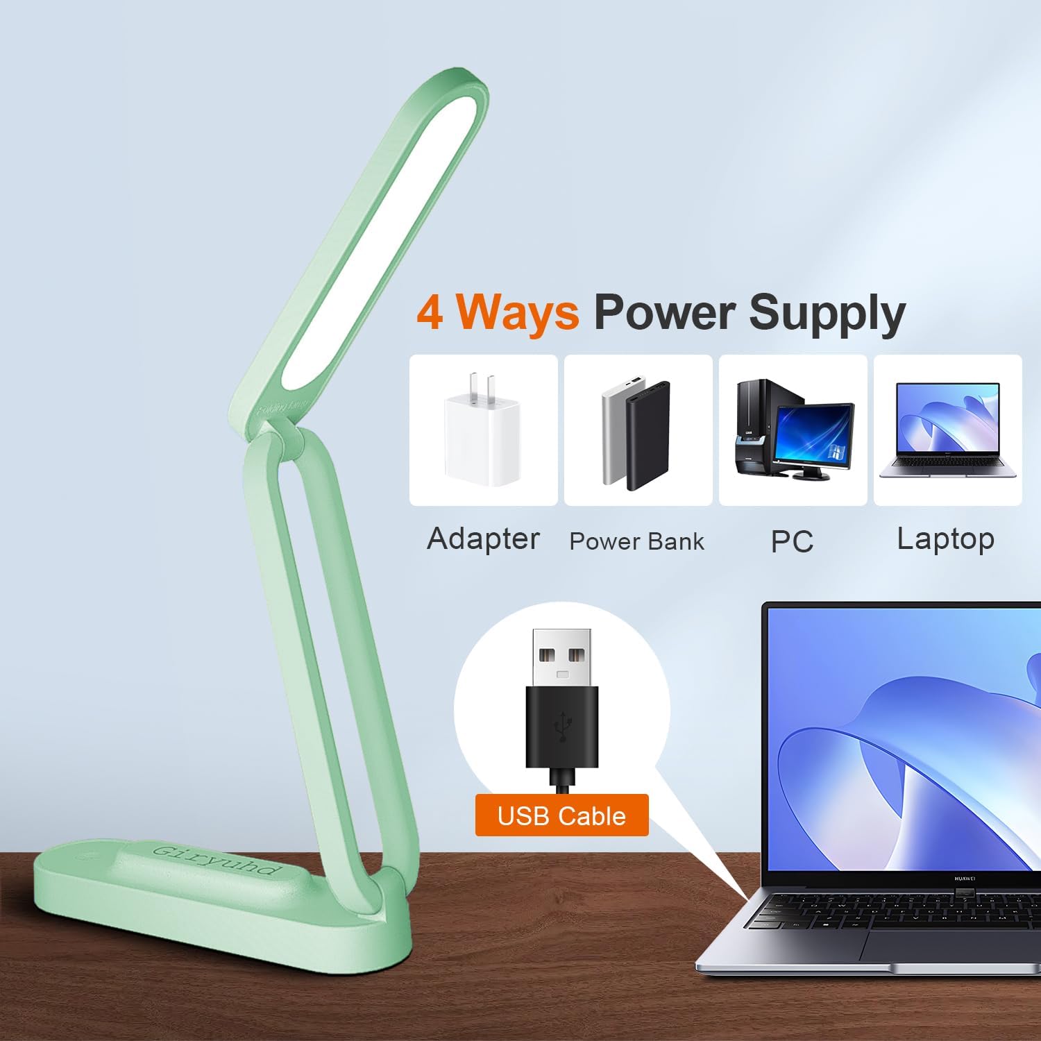 LED Desk Lamp for Office Home & Battery Operated Lamp Rechargeable Lamp Foldable & Portable Light, LED Desk Light Strip, 3 Brightness Dimmable Small Desk Lamp Wireless Reading Lamp