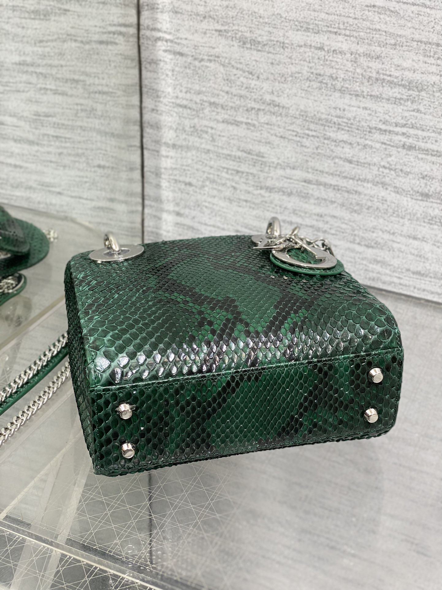 Dior Lady three-grid rare snakeskin Princess Diana bag