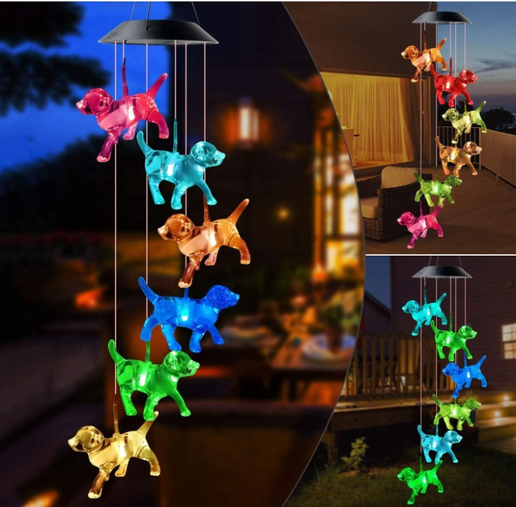 🎁🔥ON SALE - 45% OFF🔥Solar color-changing hummingbird wind chime-Rainbow Color Changing LED Lights,Six birds and it comes assembled.