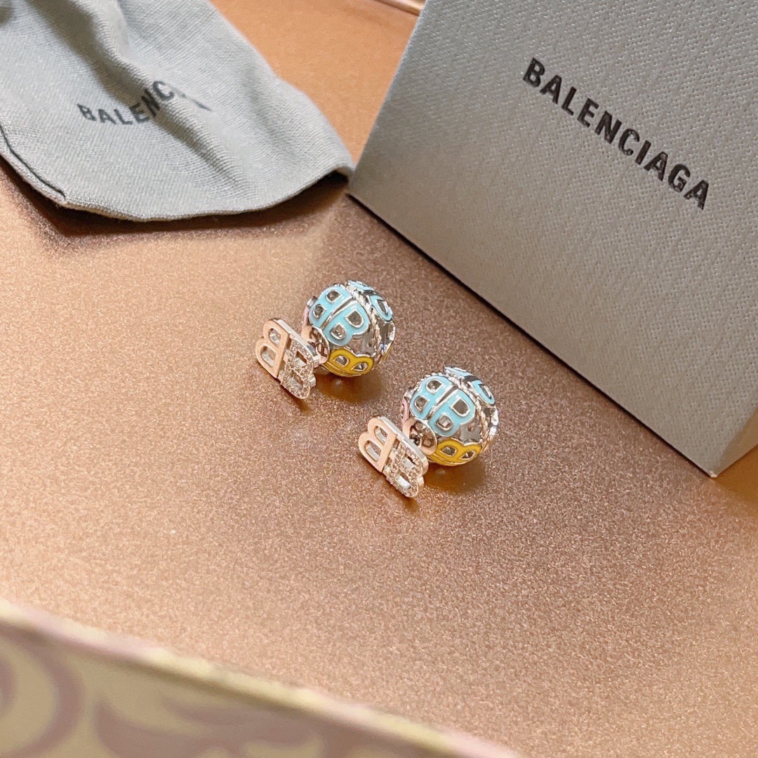 Balenciaga BB Hollow Sphere Earrings