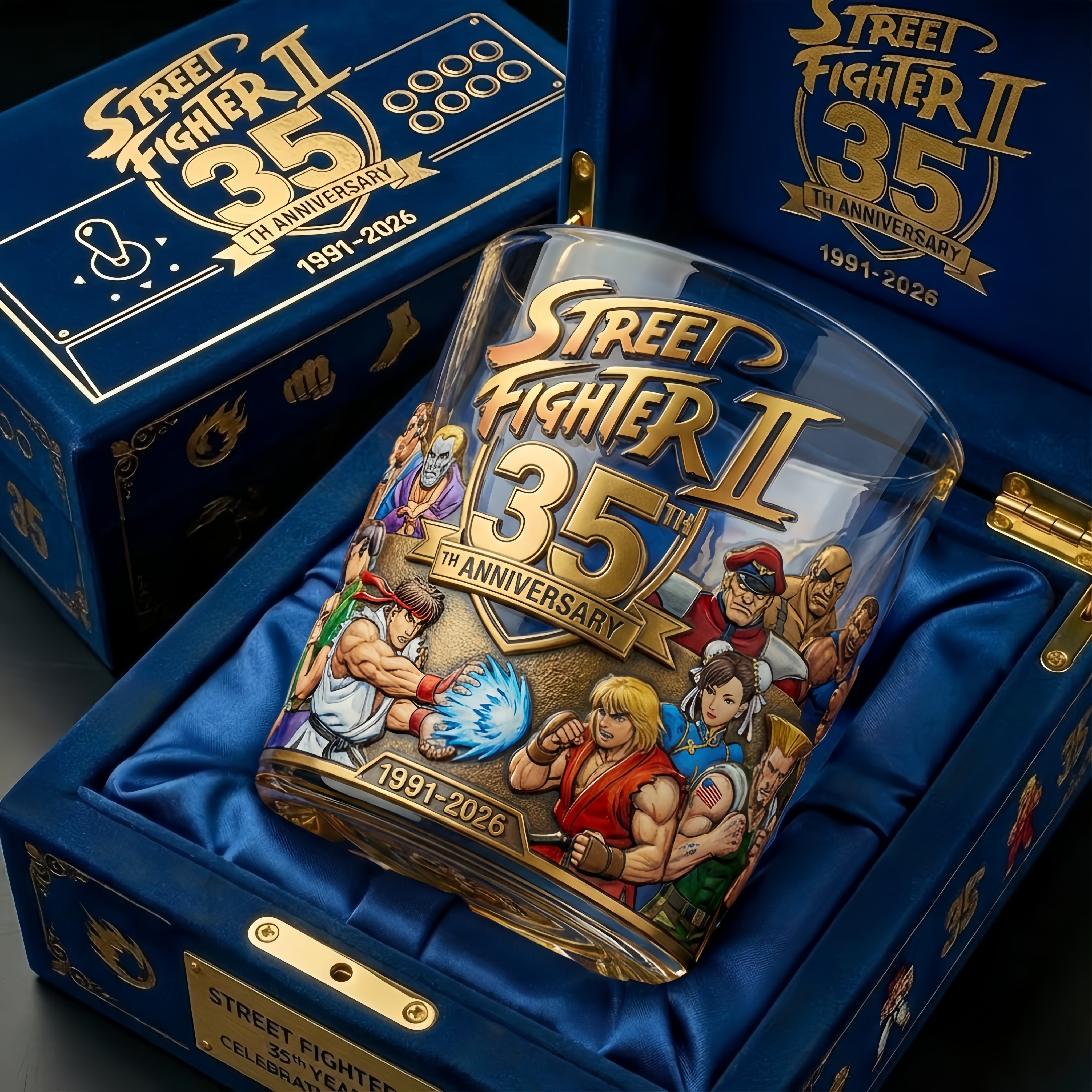 Street Fighter II 35th Anniversary Commemorative Whiskey Glass