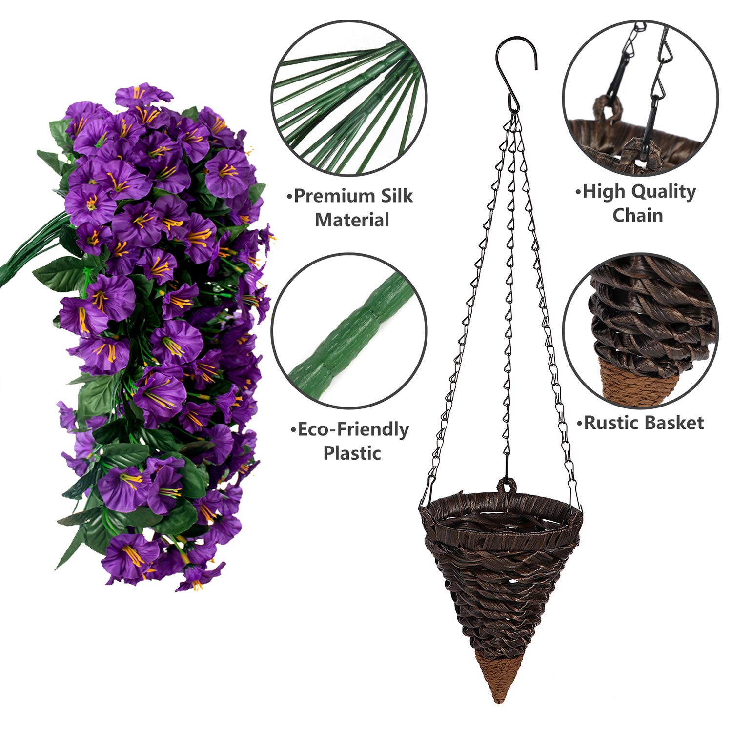 🔥ON SALE🔥Artificial Faux Hanging Flowers Plants Basket🏆Top #1 Sping Sale