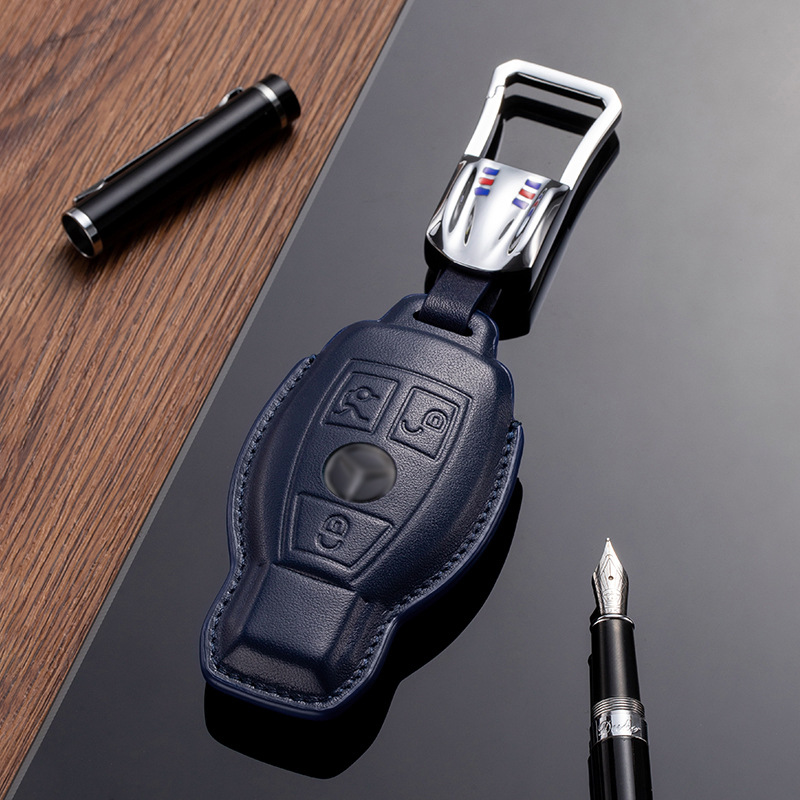 Buttons Genuine Leather Car Key