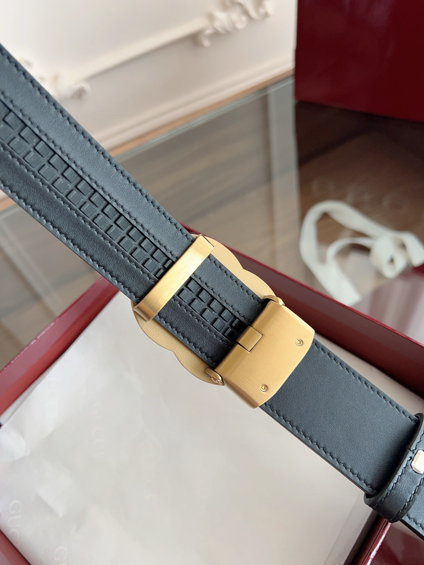 Gucci automatic smooth buckle double-sided cowhide belt width 3.5cm