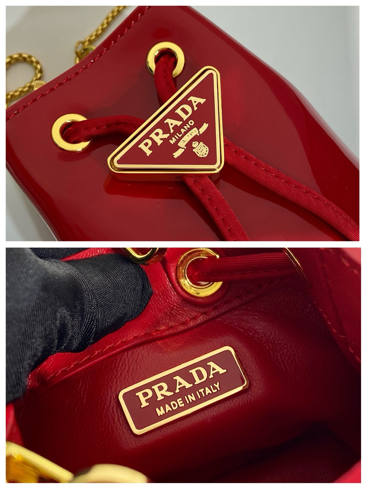 Prada patent leather small bucket 1NR016
