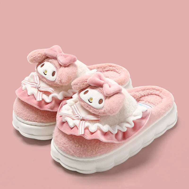 Cute cartoon plush cotton slippers