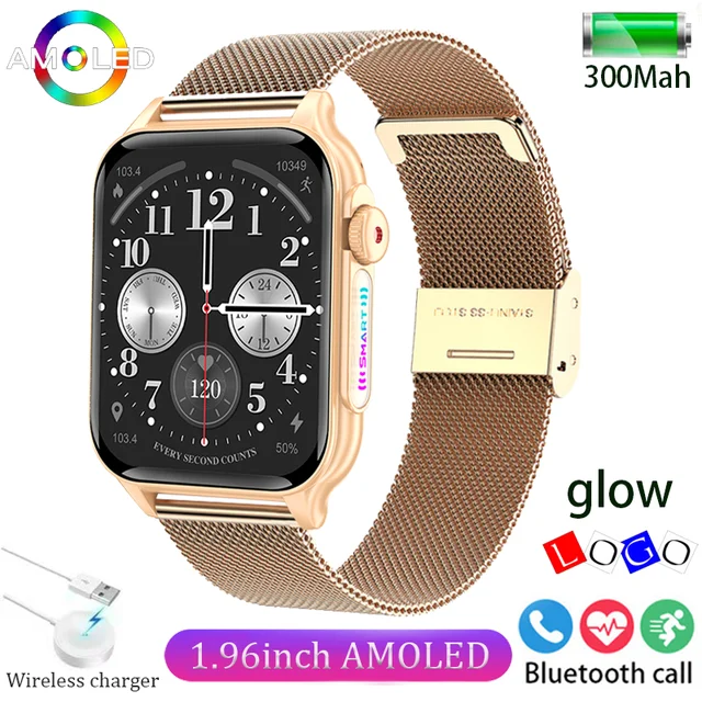 2024 New men's HD Bluetooth Call smartwatch Luminous LOGO1.96inch full screen touch 300Mah large battery for Huawei Xiaomi + box