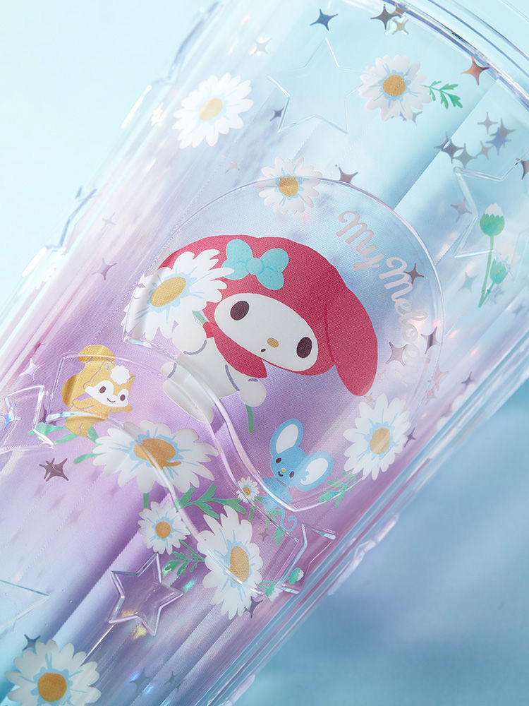 Sanrio Cups with Lids and Straws - 14 oz Plastic Reusable for Kids Women Party, Iced Coffee