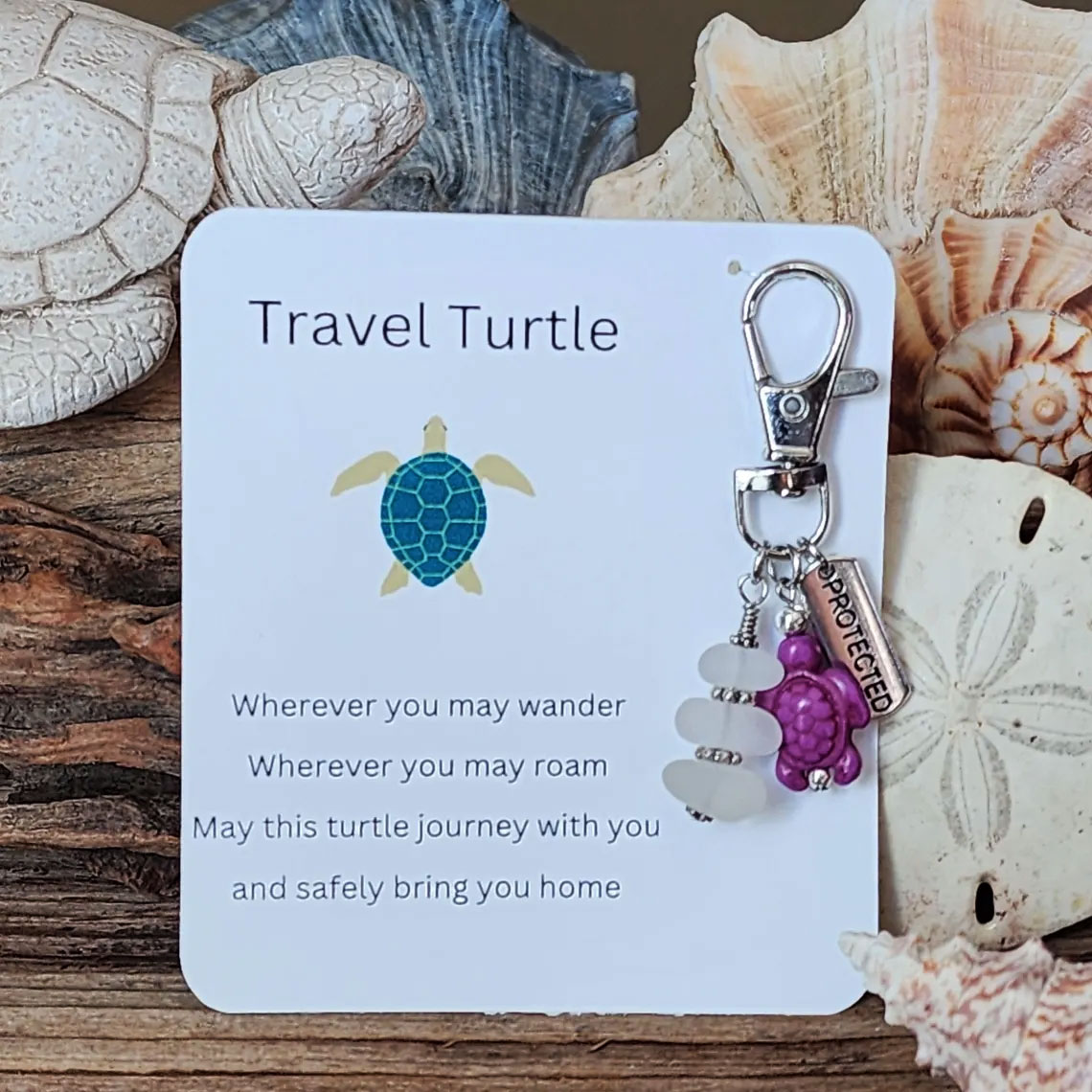 Sea glass Travel Turtle Charm