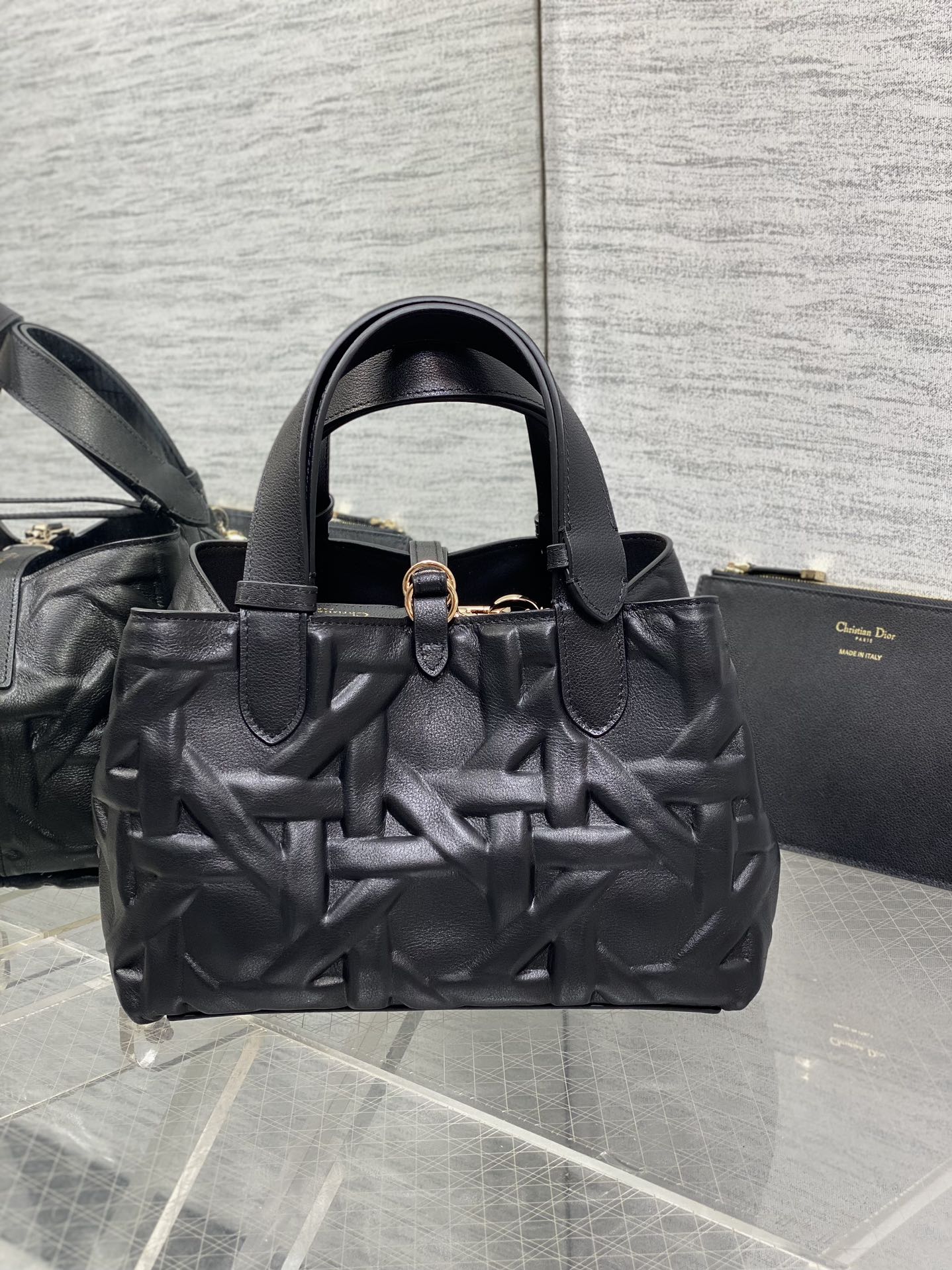 Dior Toujours series black embossed handbag