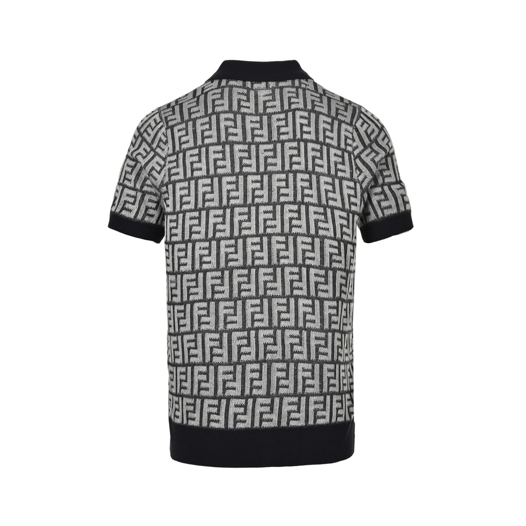 Fendi 24ss full print FF jacquard knitted Polo short sleeve