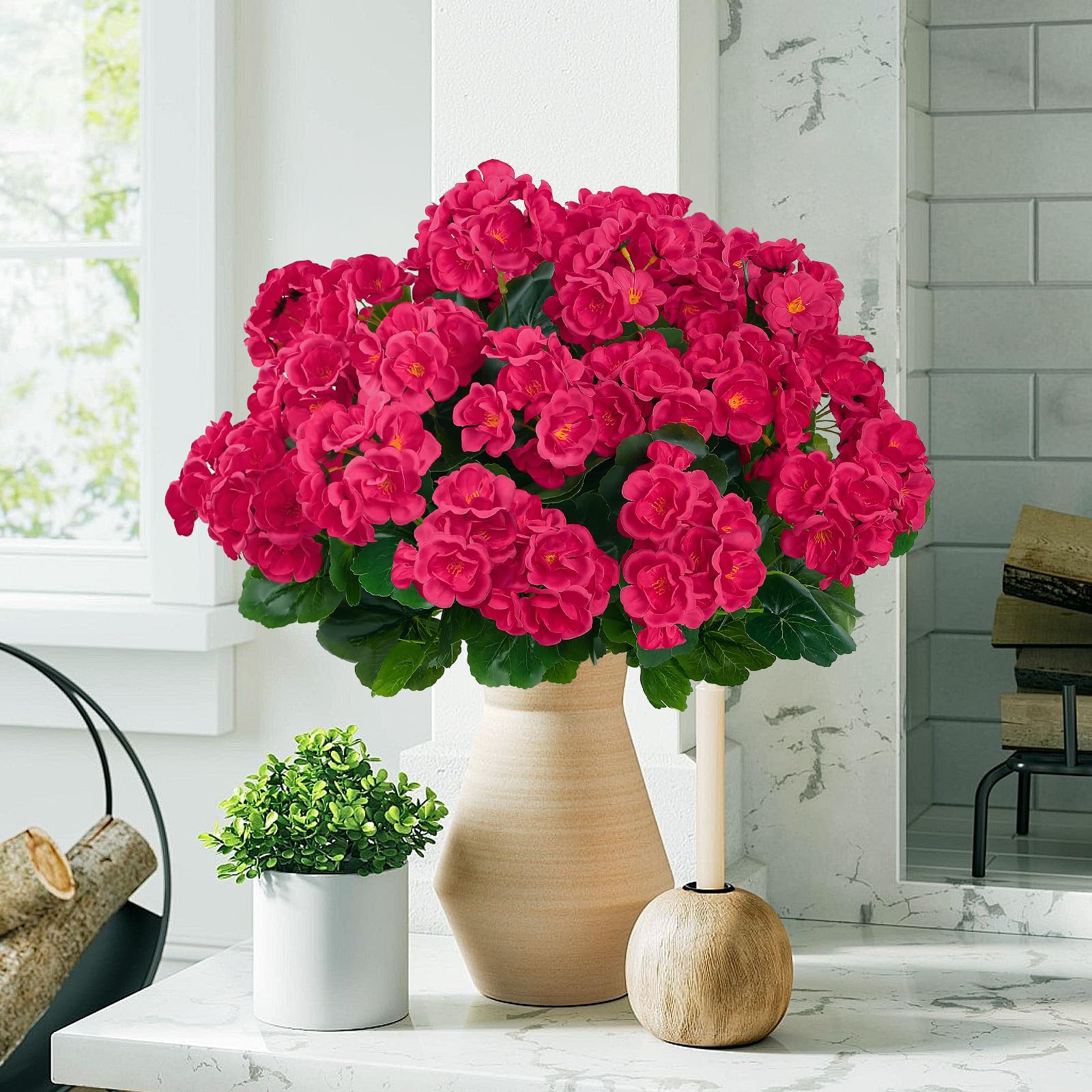 🏆Flash Sale⚡Artificial Flowers for Outdoors Decoration Silk Geranium, UV Resistant