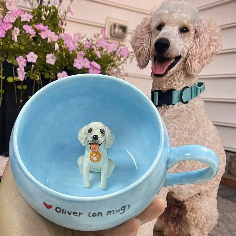 Tasse en céramique de figure d’animal de compagnie personnalisée faite à la main