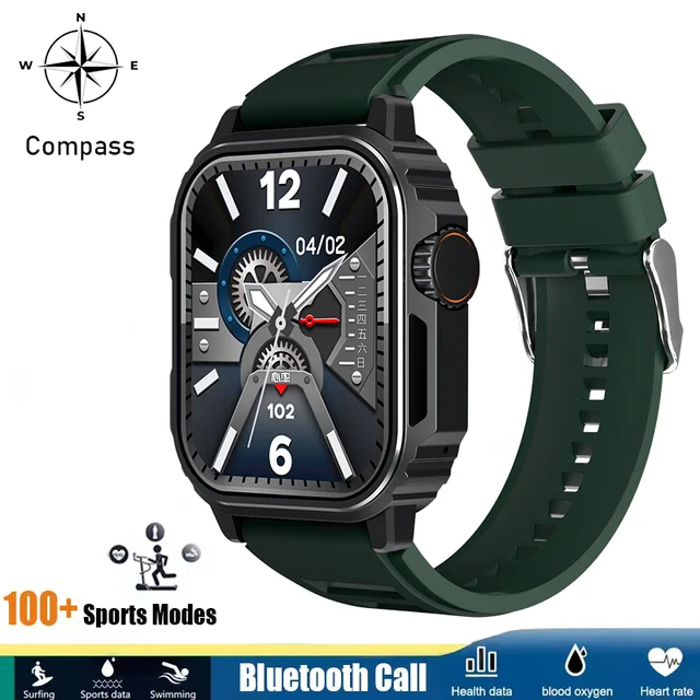 New Outdoor Men's smartwatch Compass GPS Motion Track HD Bluetooth Talk 1.96inch full screen Touch smartwatch for Huawei Xiaomi