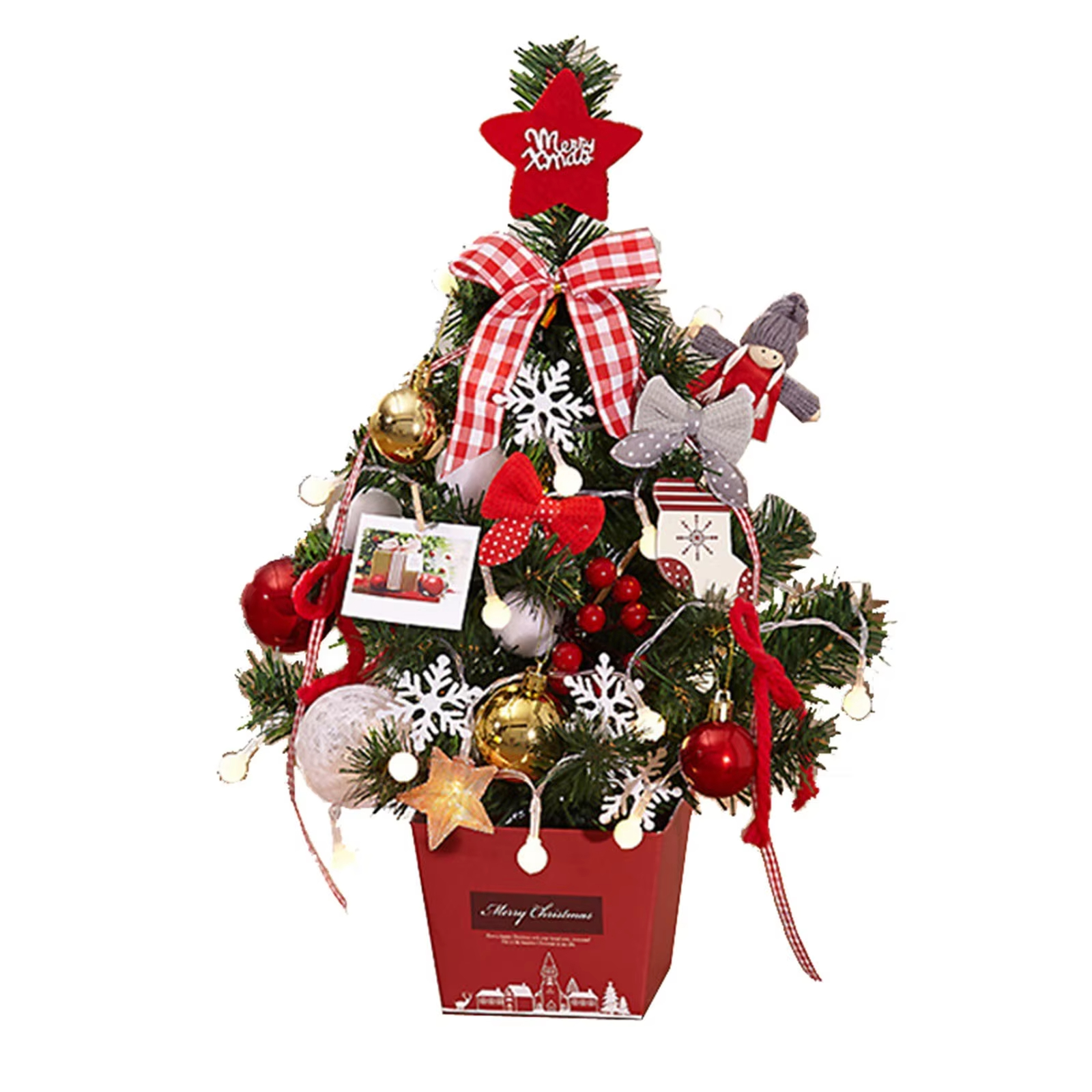 💥ON SALE💥Mini Christmas Tree with LED Lights & Ornaments — Xmas Tabletop Decoration 🎄✨