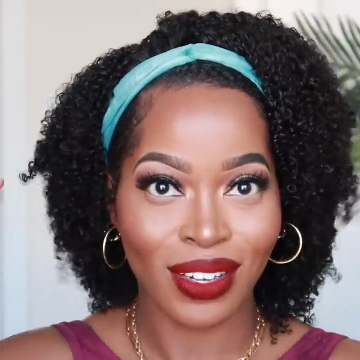 117 Women Short Spiral Curly Wig with Bangs for African American
