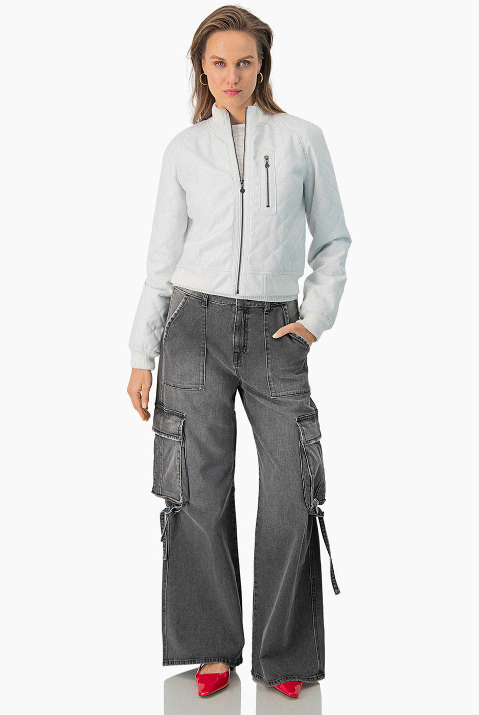 Chamarra bomber blanca