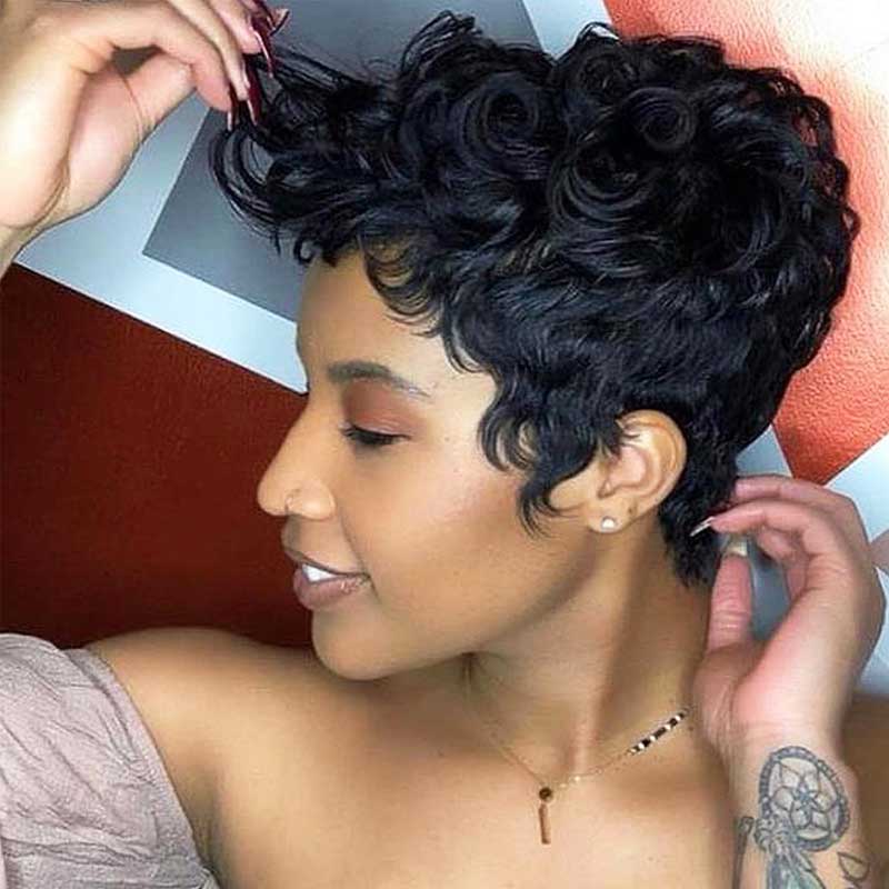 LunaWigs C18 Women Gorgeous Soft Short Curly for African American