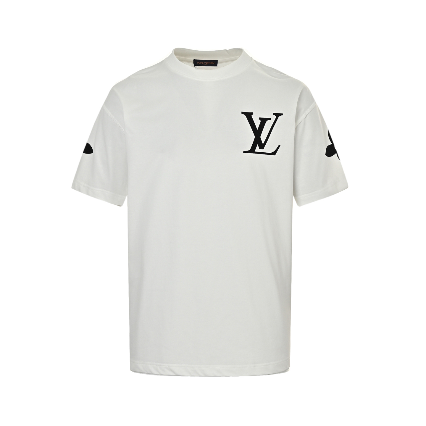 Louis Vuitton 25ss four-leaf clover rhinestone logo flocked short sleeve