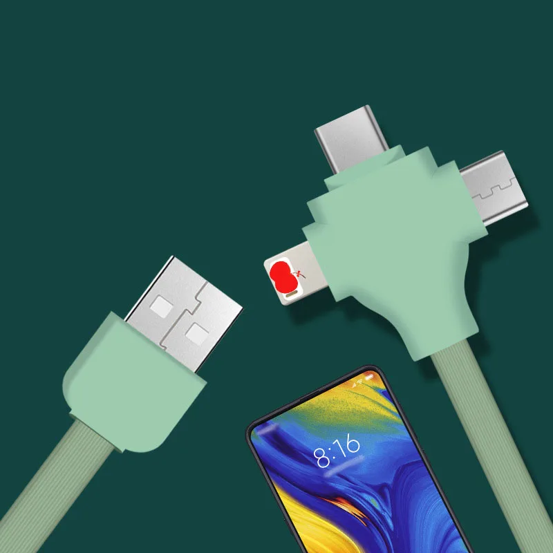 Water Drop 3-In-1 Data Cable Wholesale USB Retractable  Type C Cable Charger Fast Charging