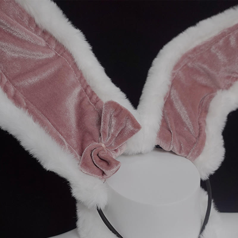 Bunny Ears Plush Bikini Lingerie Set