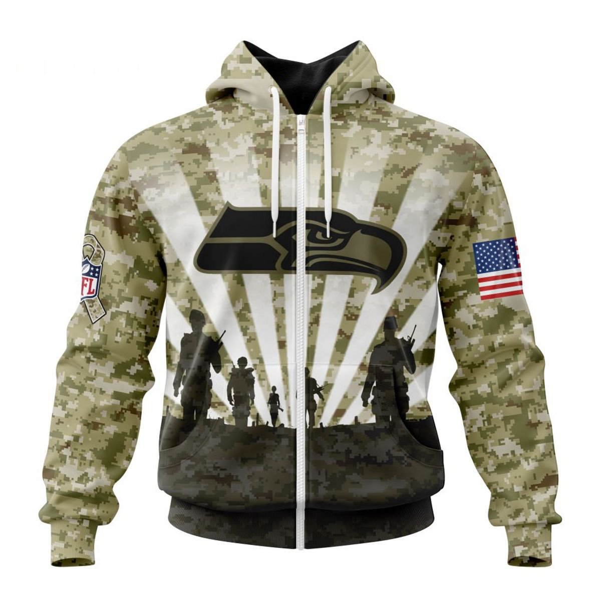SEATTLE SEAHAWKS 3D HOODIE HONOR VETERANS