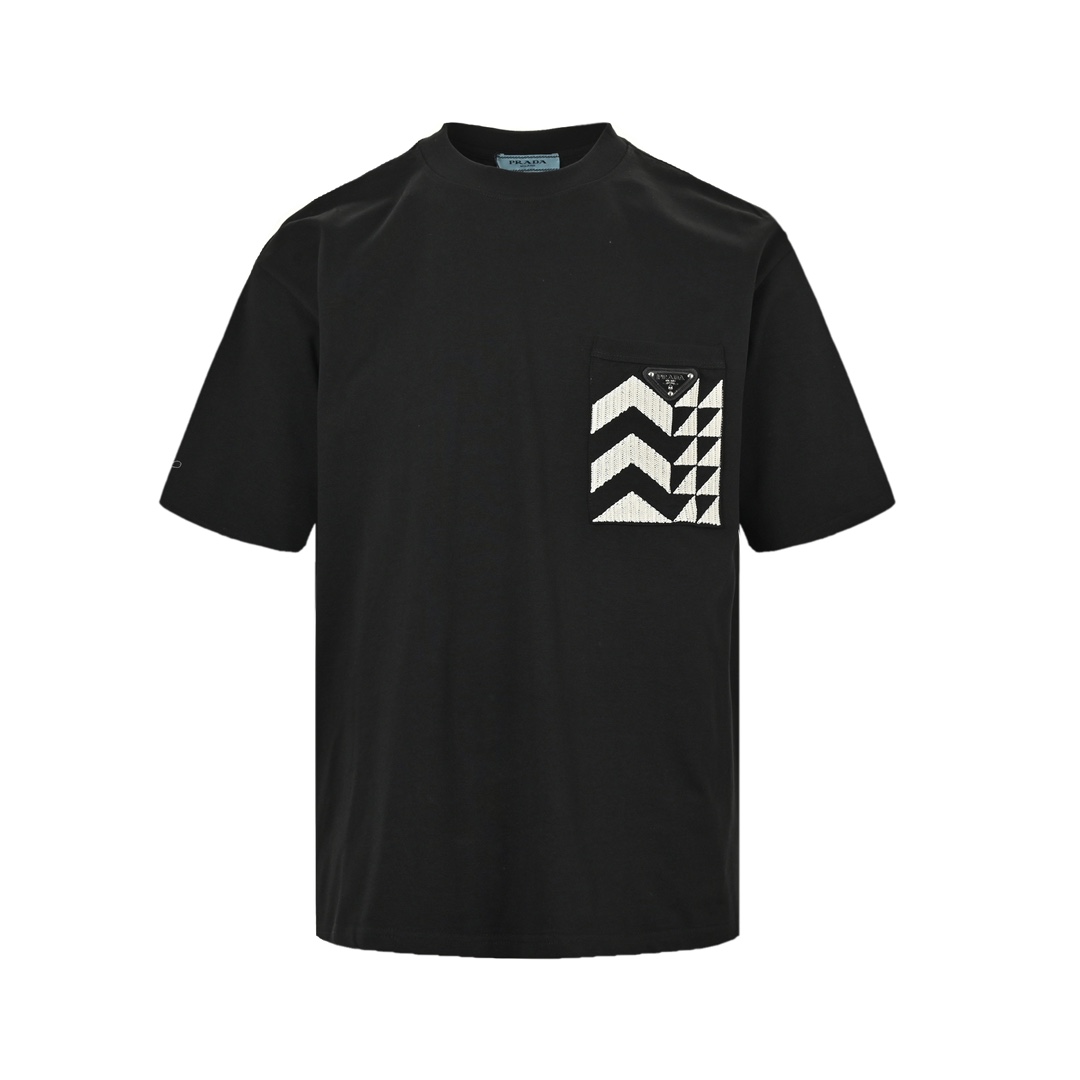Prada 24ss pocket embroidered triangle logo short sleeve