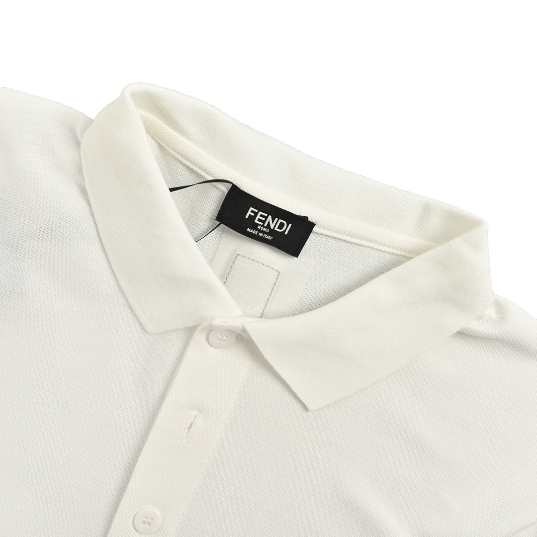 Fendi Square Logo Embroidered Label Short Sleeve Polo Short Sleeve