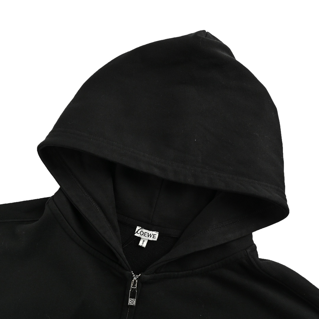 Loewe 24Fw hooded jacket with embossed logo and zip-up detailing