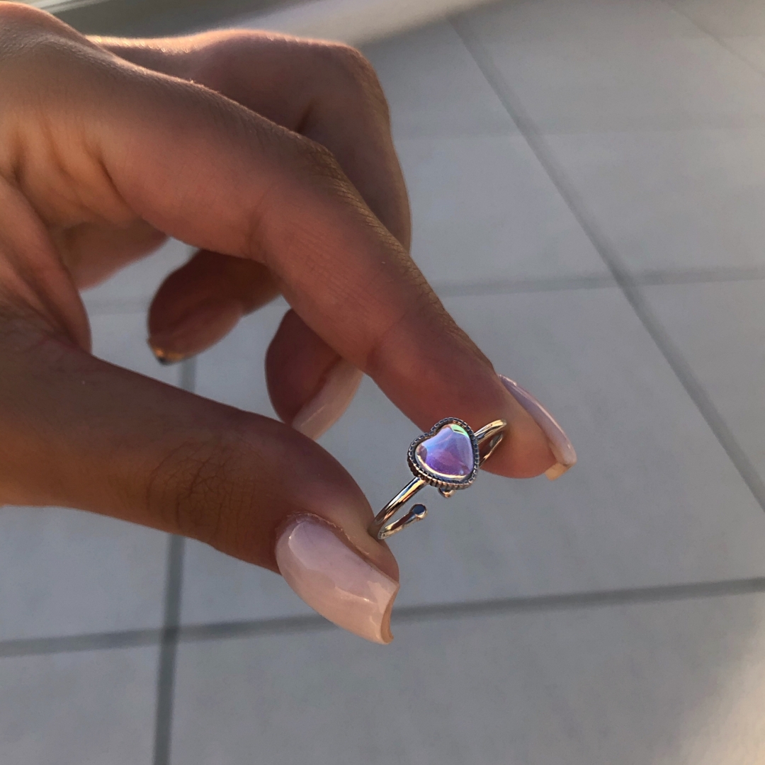 Heart Shaped Moonstone Sterling Silver Ring