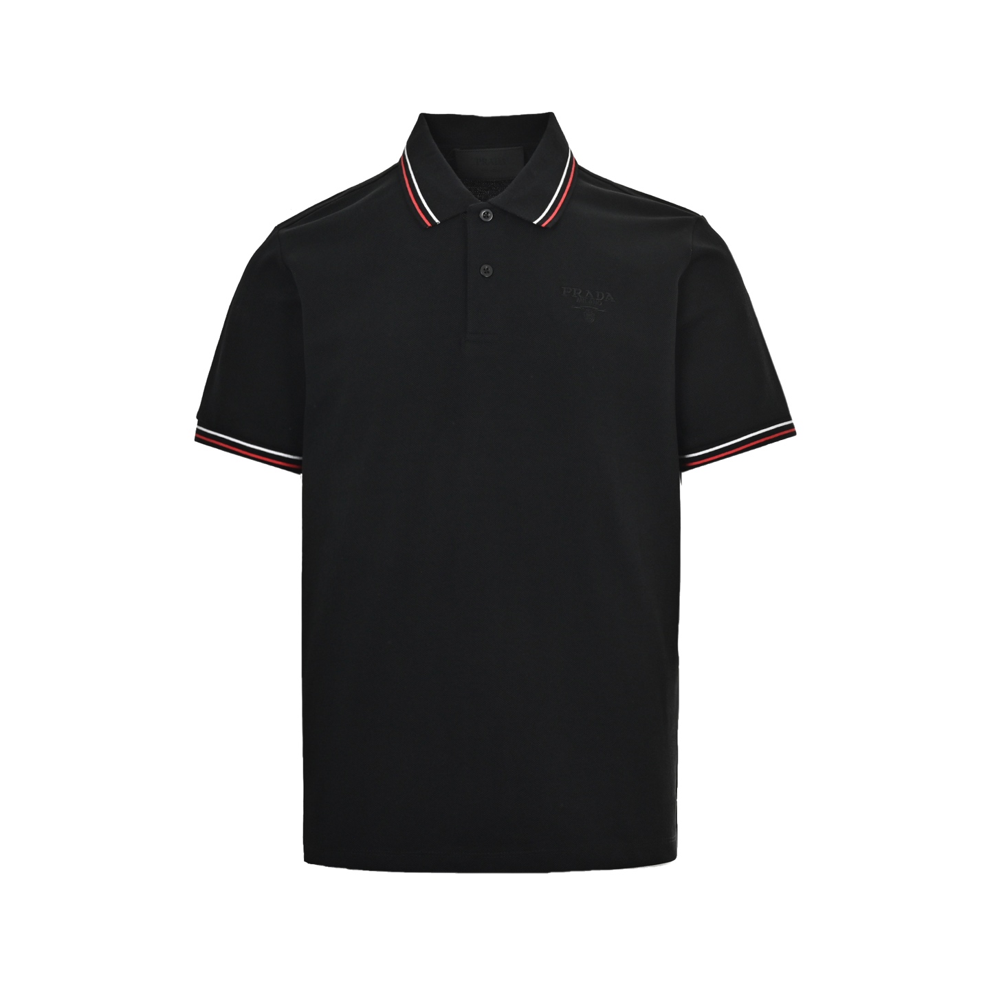 Prada 25ss contrast striped chest embroidery Polo short sleeve