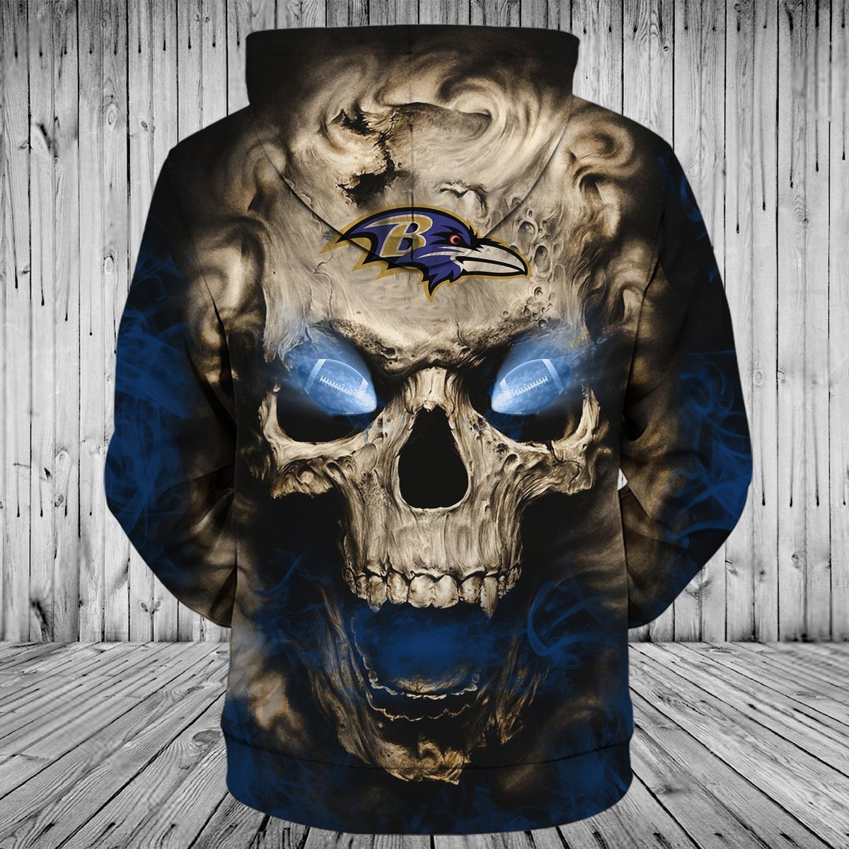 RAVENS 3D HOODIE SKULL53