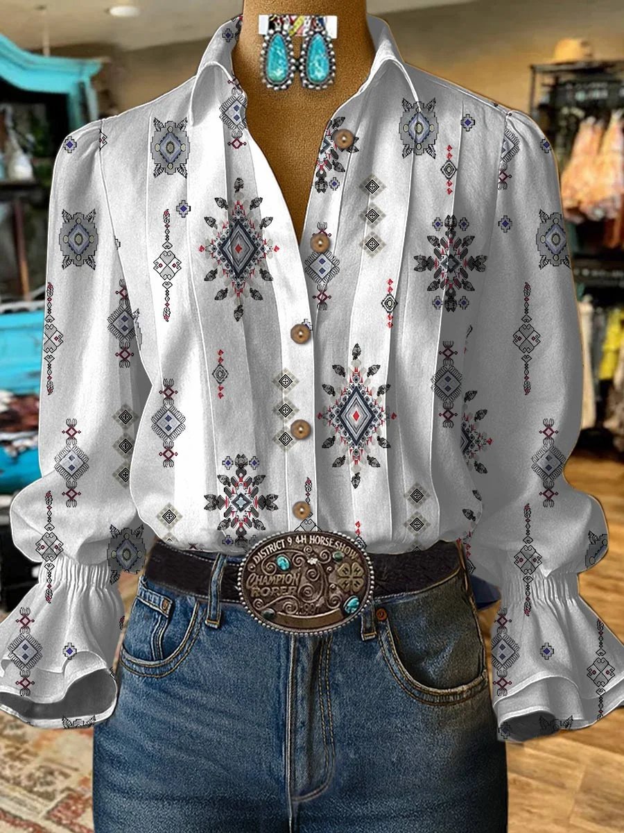 Women's Casual Western Pattern Vintage Shirt