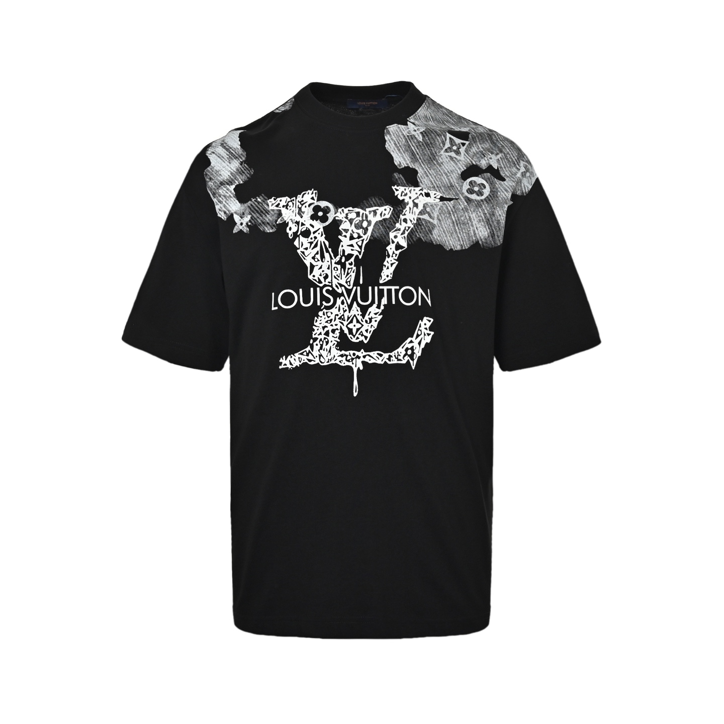 Louis Vuitton Ink Smudge Letter Printed Short Sleeves