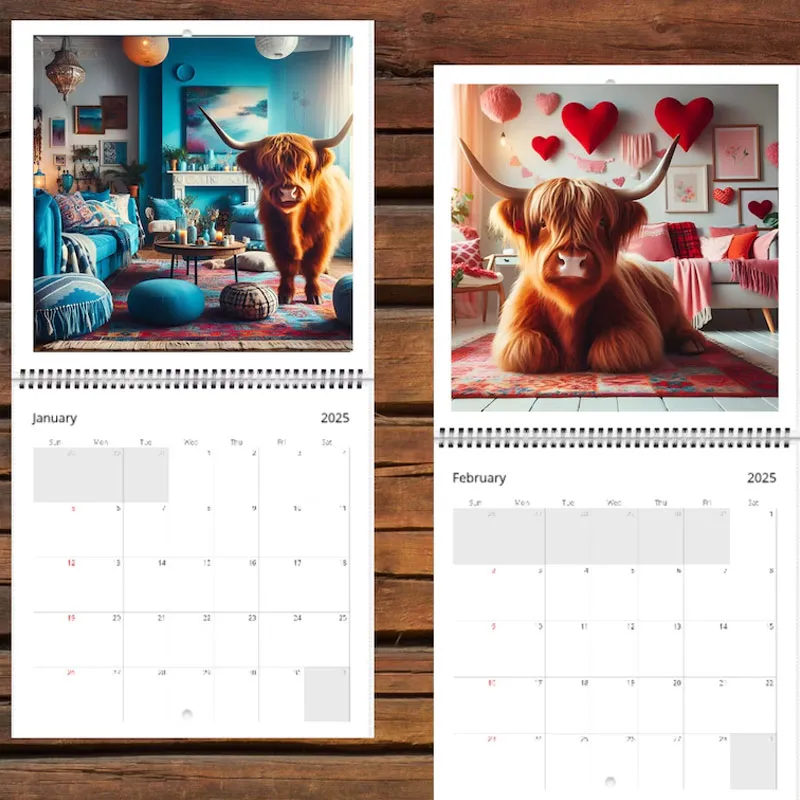 Highland Cow 2025 Wall Calendar